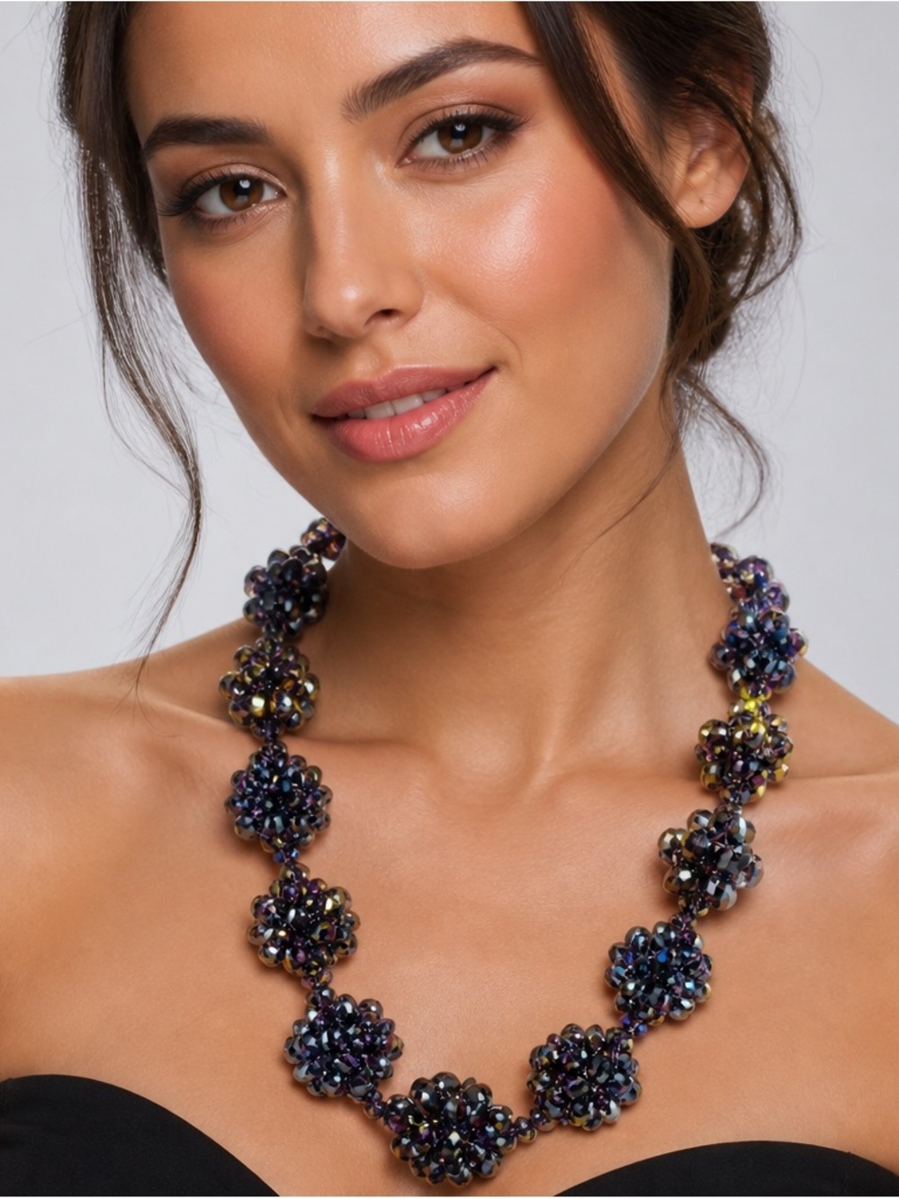 Elegant Purple Iridescent Beaded Necklace NEW!